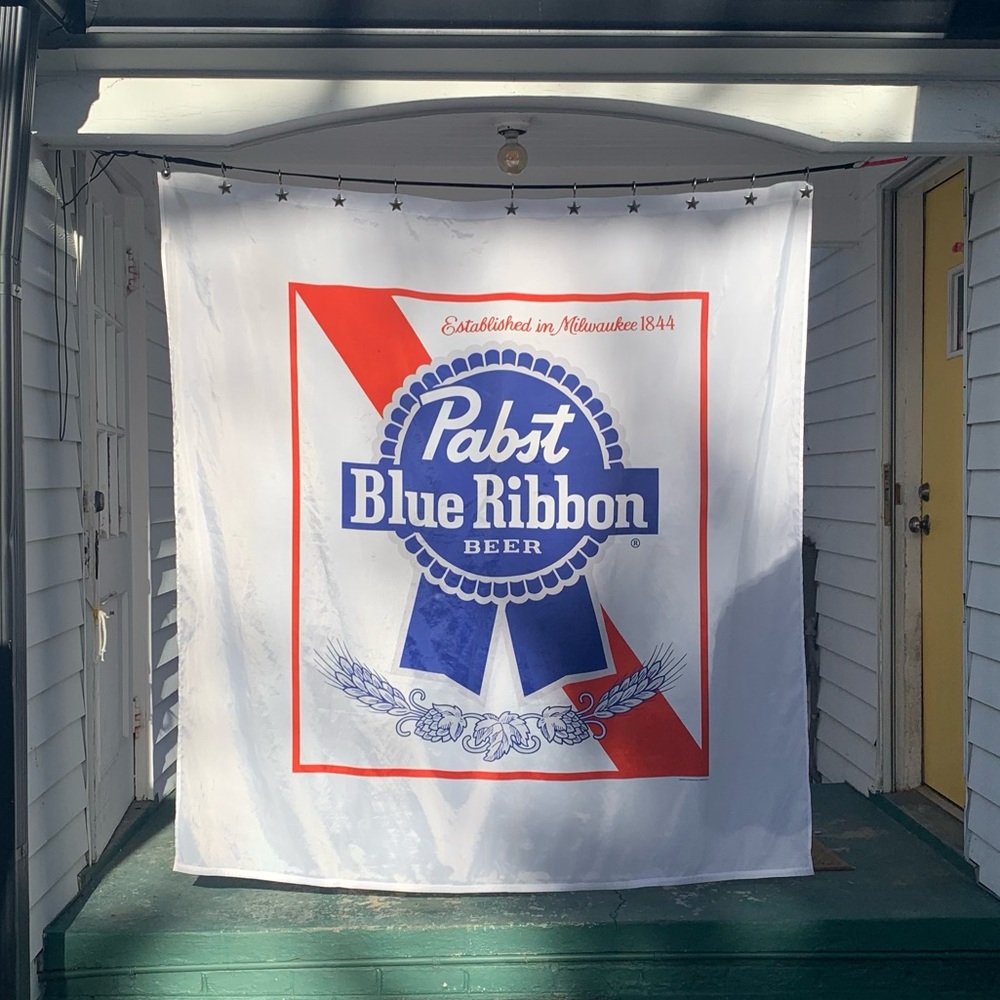 Pabst Blue Ribbon Beer Shower Curtain 💙🤍♥️ PBR Officially Licensed Promo Merch